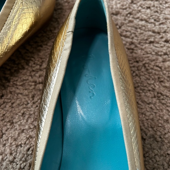 Boden Gold Snakeskin Ballet Flats EU 40 US 9–9.5 Metallic Leather - Picture 3 of 5